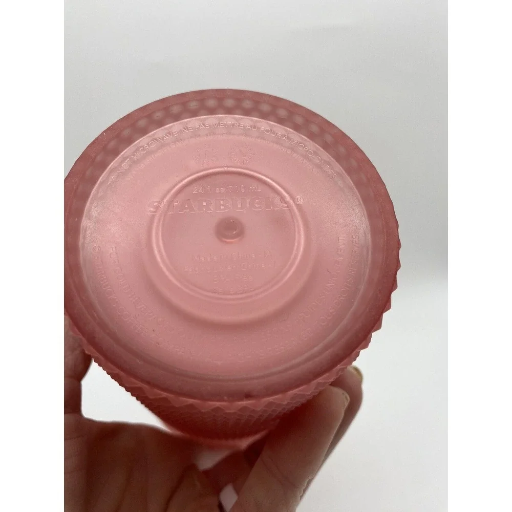 Starbucks 2022 Valentines Soft Touch Pink Lemonade Studded 24oz Cold Cup Tumbler